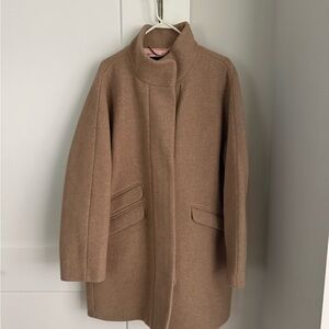 J. Crew Classic Tan Wool Cocoon Funnel Neck Coat